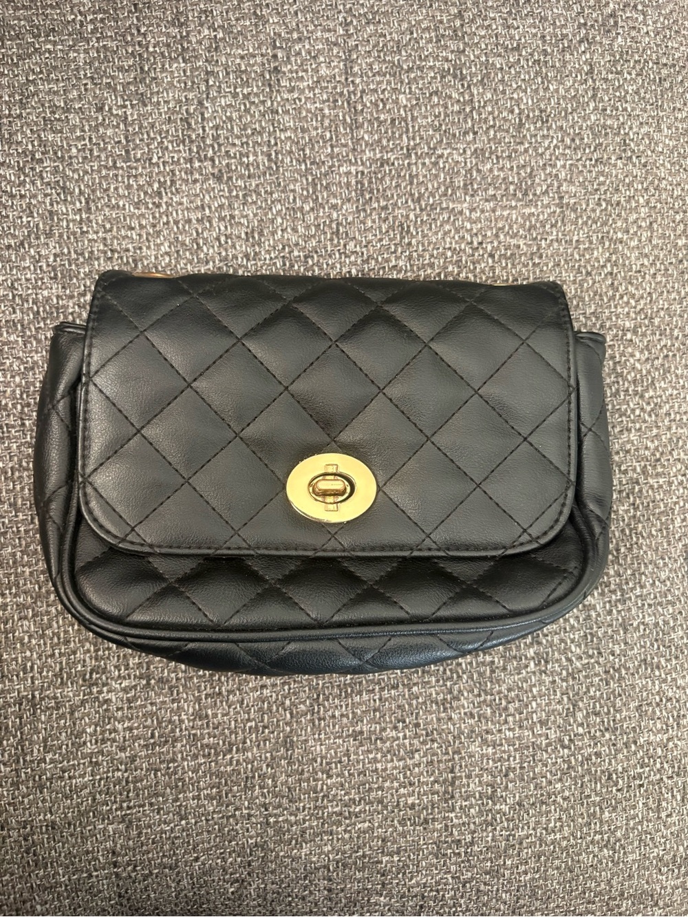 Aldo Black Quilted Crossbody with Gold Turn-Lock